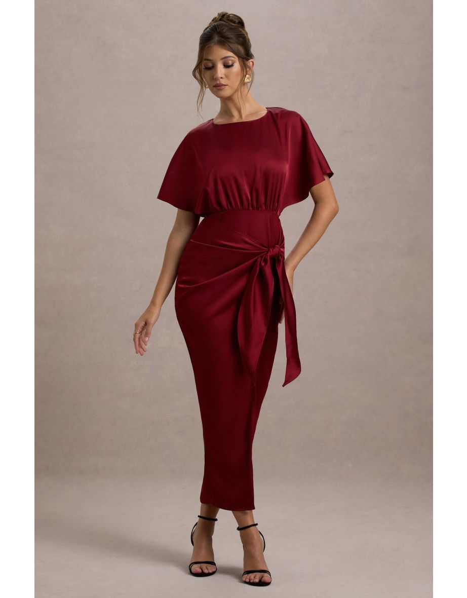 Mika | Port Satin Short-Sleeve Wrap Maxi Dress - 5
