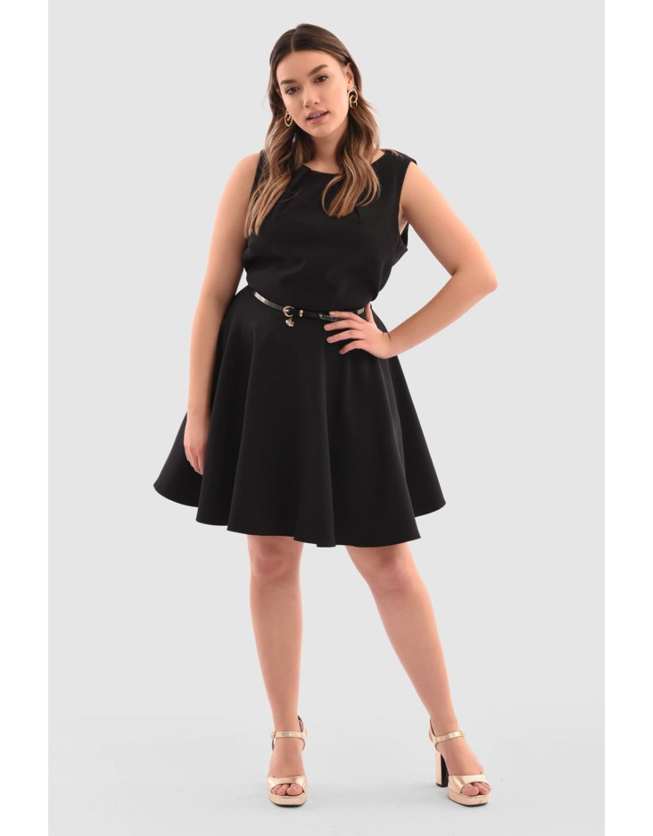 Closet London Curves Black Skater Dress