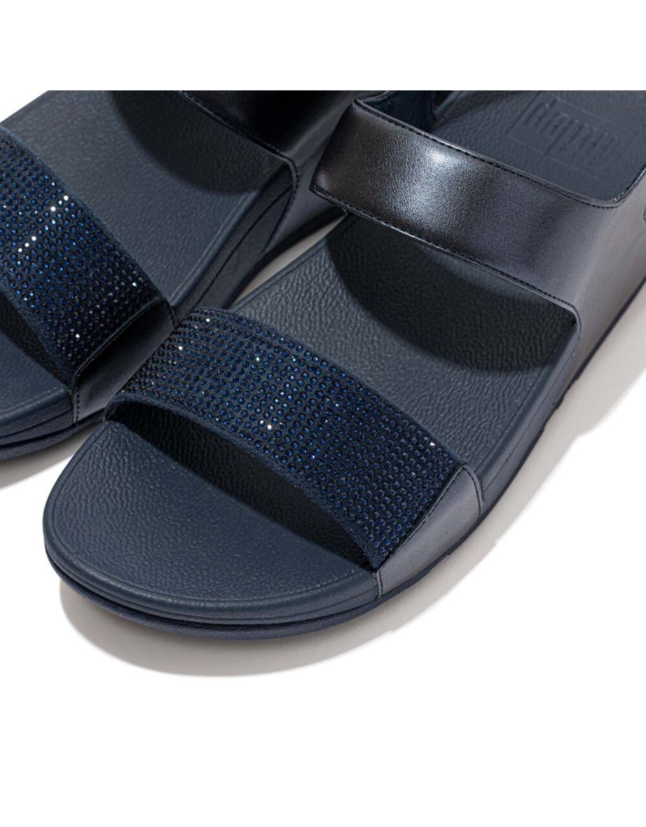 Women's Fit Flop Lulu Crystal Back Strap Sandals in Blue - 4