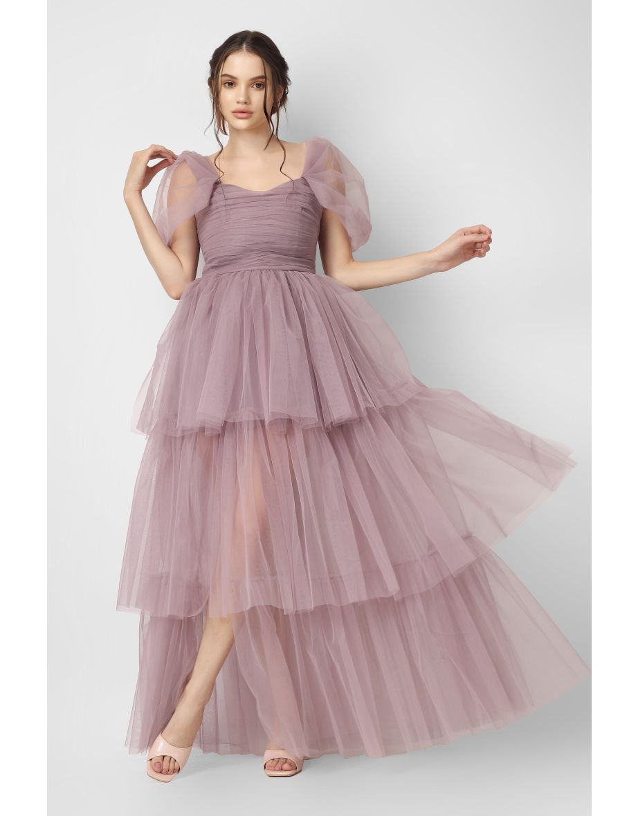 Shop Sydney Ultra Violet Tulle Maxi Dress Online in Bahrain VogaCloset