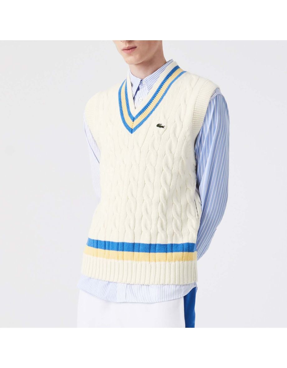 Men's Lacoste Classic Fit Fool Sweater Vest in Cream