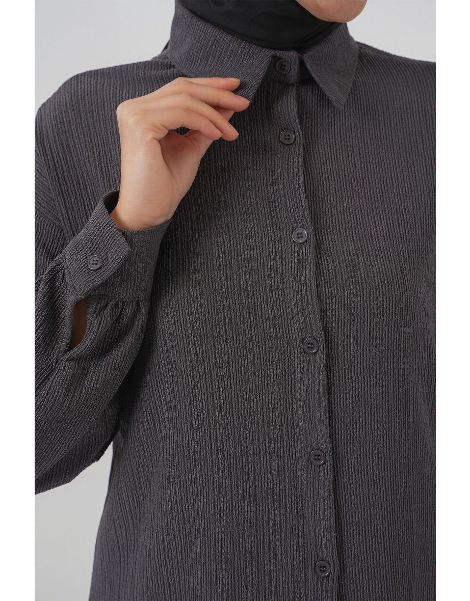 Knitted Hijab Two Piece Suit - Anthracite - 5