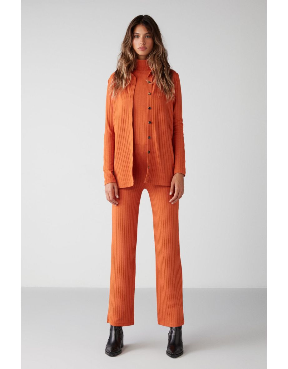 Erika Women's Elastic Waist Flare Tile Color Trousers