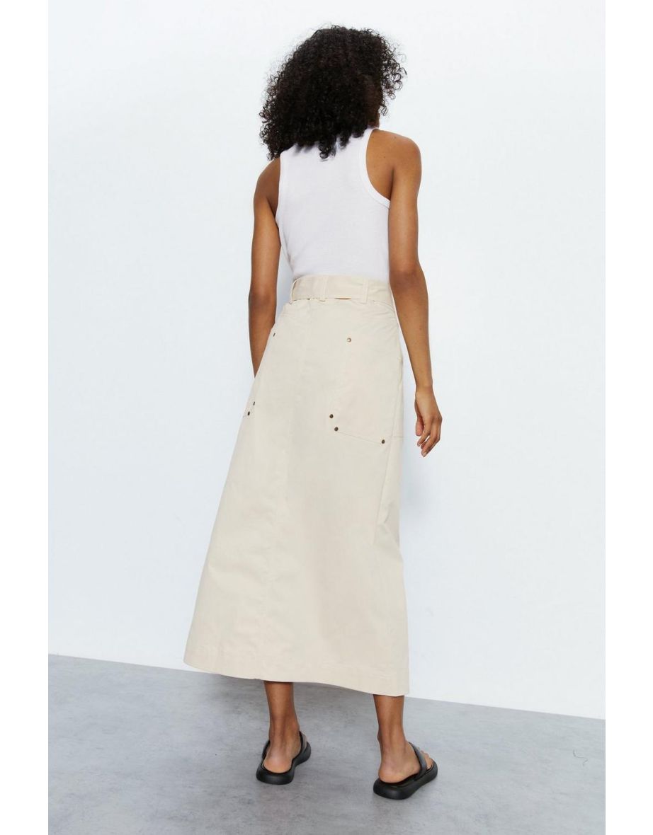 Button Detail Tie Up Midi Skirt - 3
