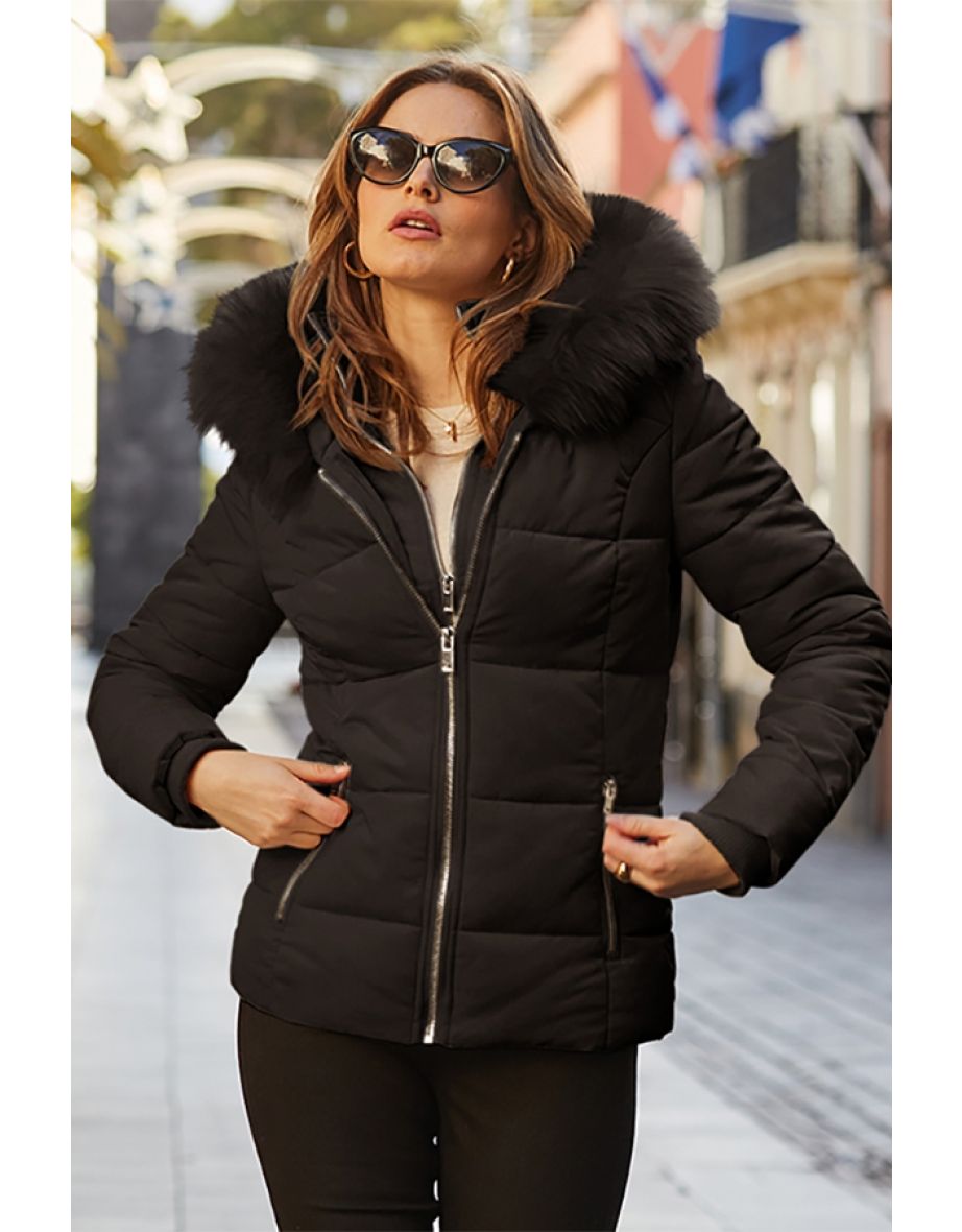 Fur trim padded coat hotsell