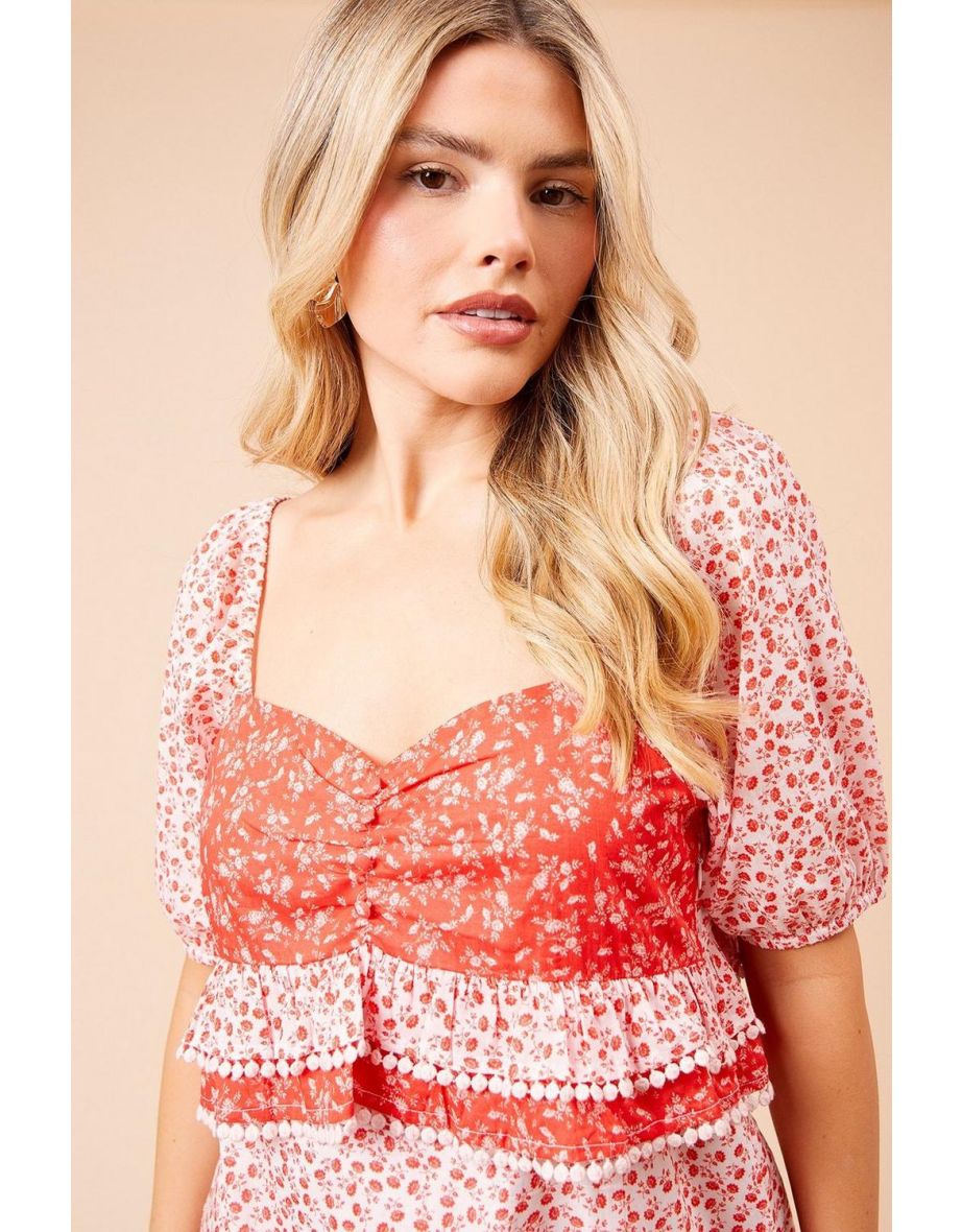 Mix And Match Ruffle Bust Short Sleeve Midi Dress - 3