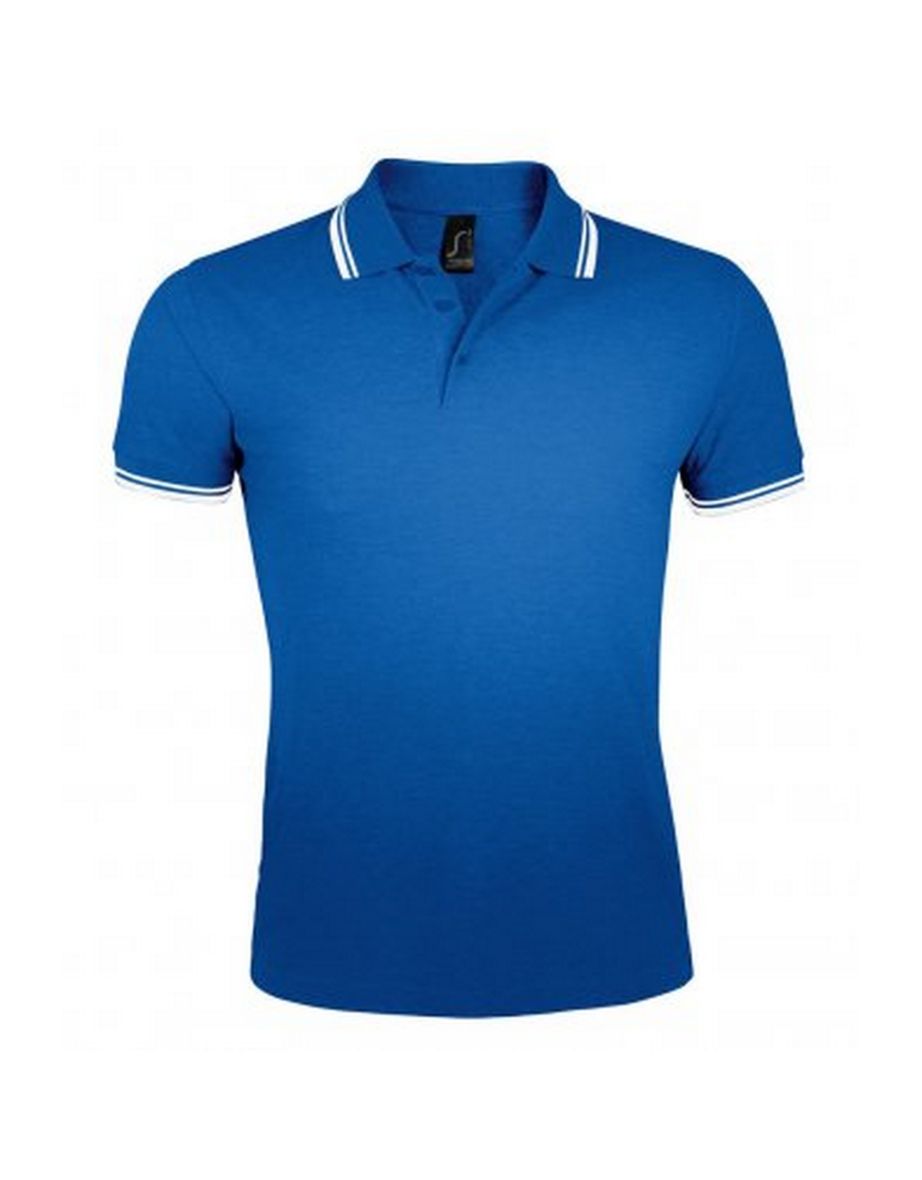 SOLS Mens Pasadena Tipped Short Sleeve Pique Polo Shirt - Royal/White