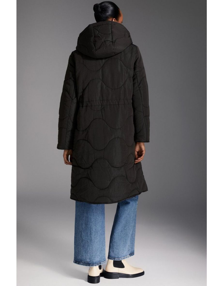 Onion Quilted Longline Coat - black - 3