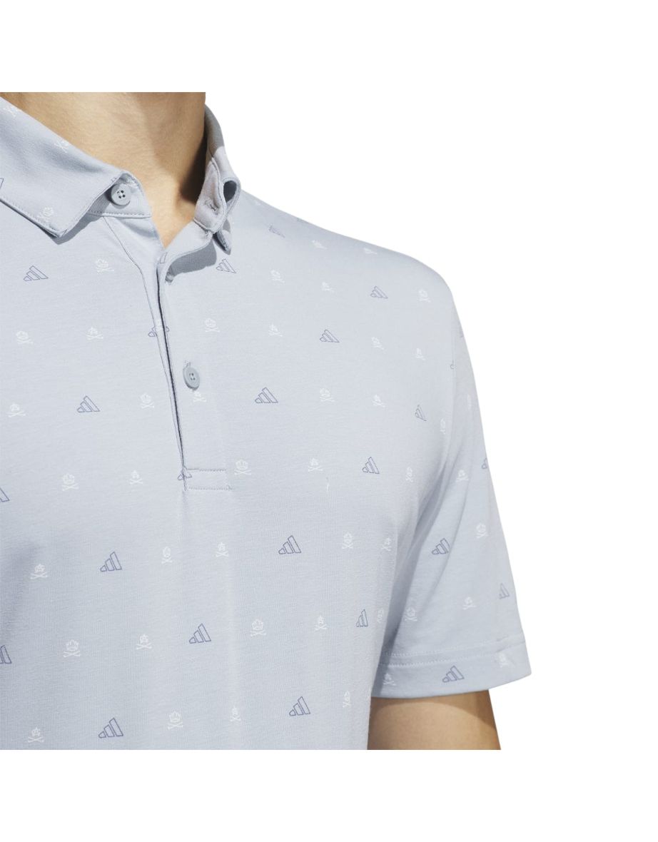 Men's adidas Go-To Mini-Crest Print Golf Polo Shirt in Blue - 7