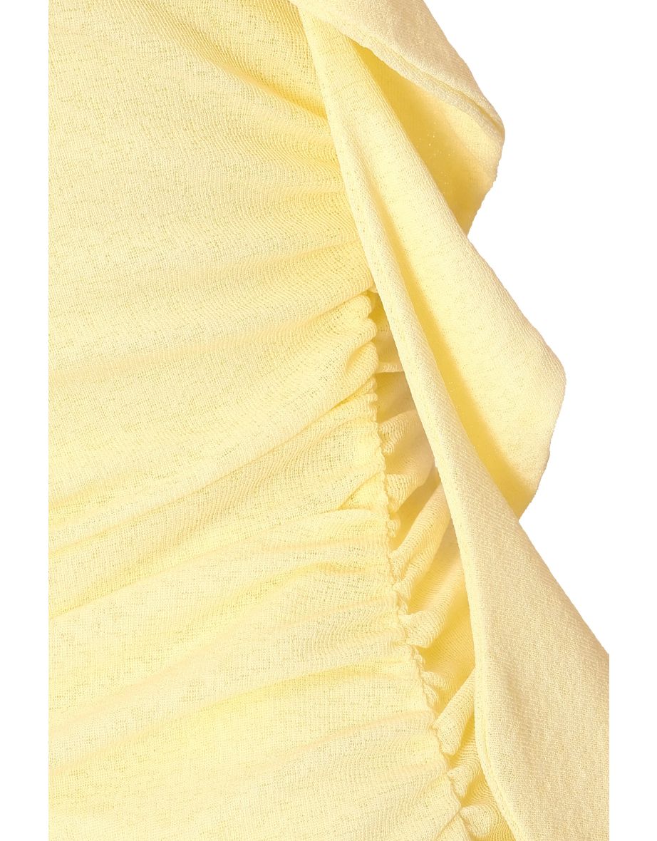 Light Yellow Frill Detail Midi Dress - 5