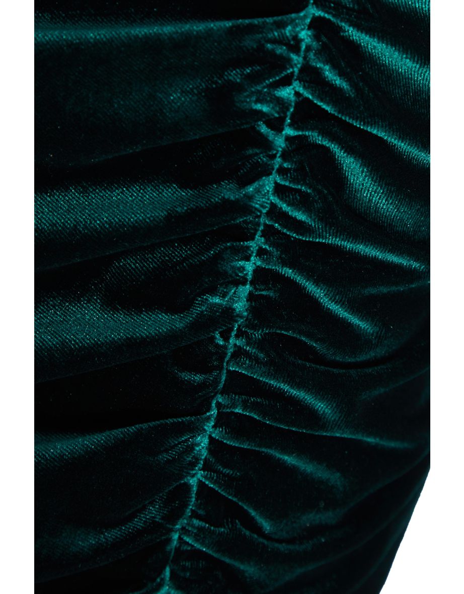 Petite Bottle Green Velvet Midi Dress - 5
