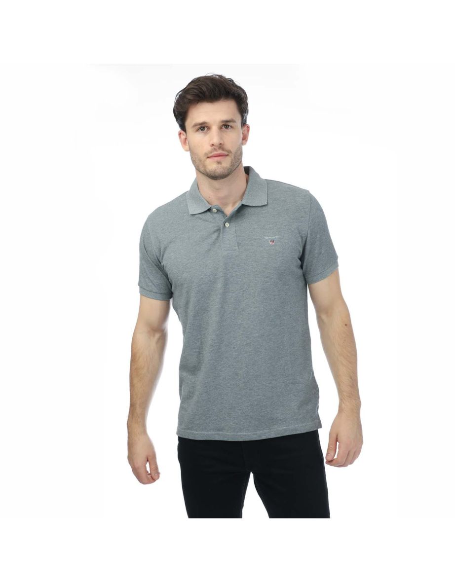 Men's Gant Pique Rugger Polo Shirt in Grey