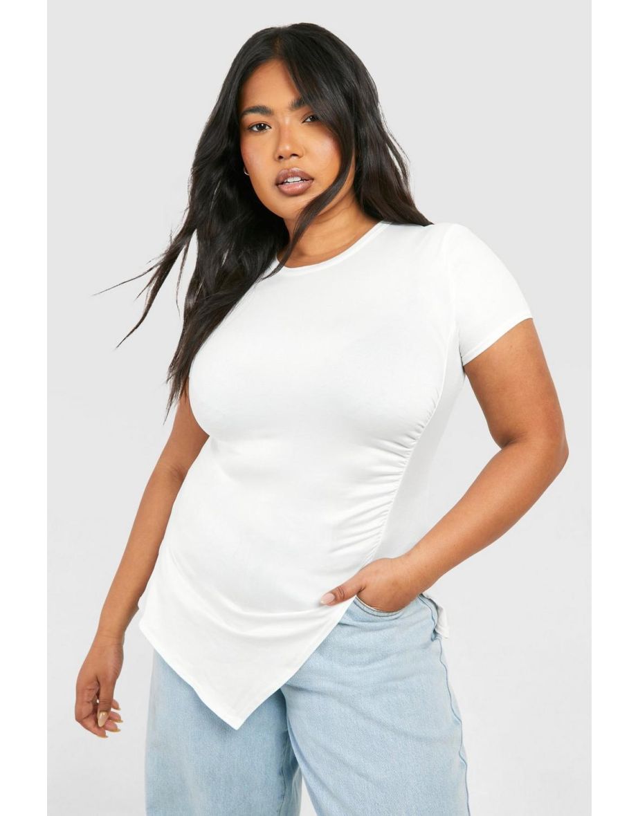 Plus Super Soft Asymmetric Hem T-shirt - white