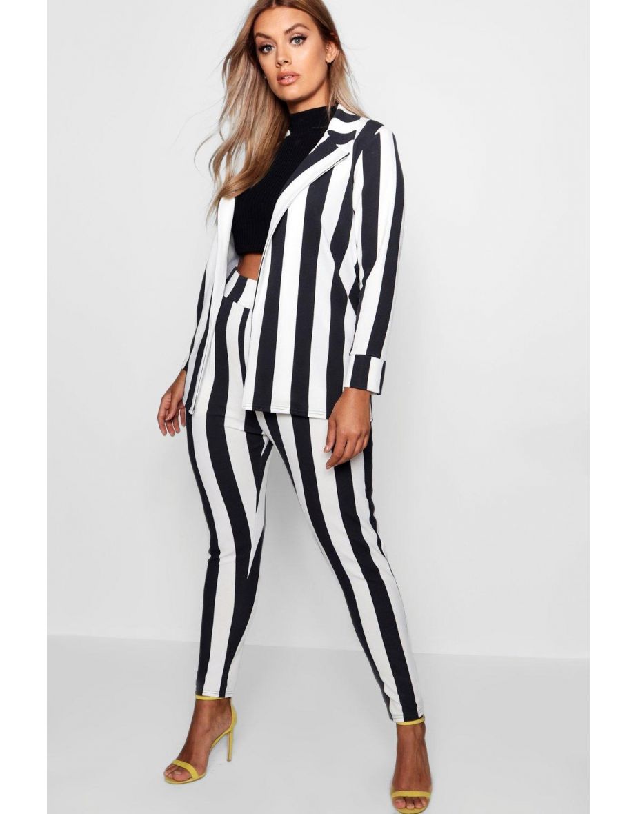 Plus Arabella Striped Suit Co-ord - black