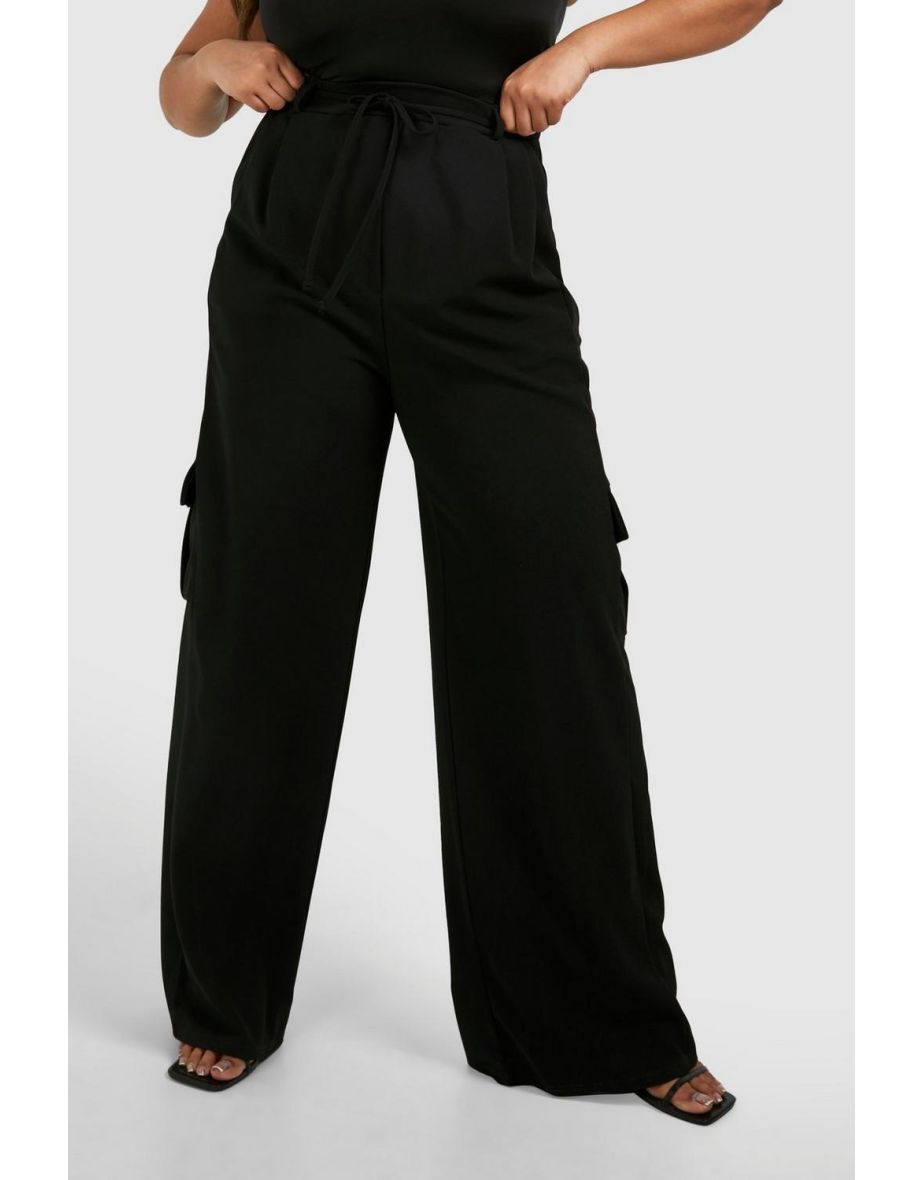 Plus Jersey Pocket Wide Leg Trouser - black - 3
