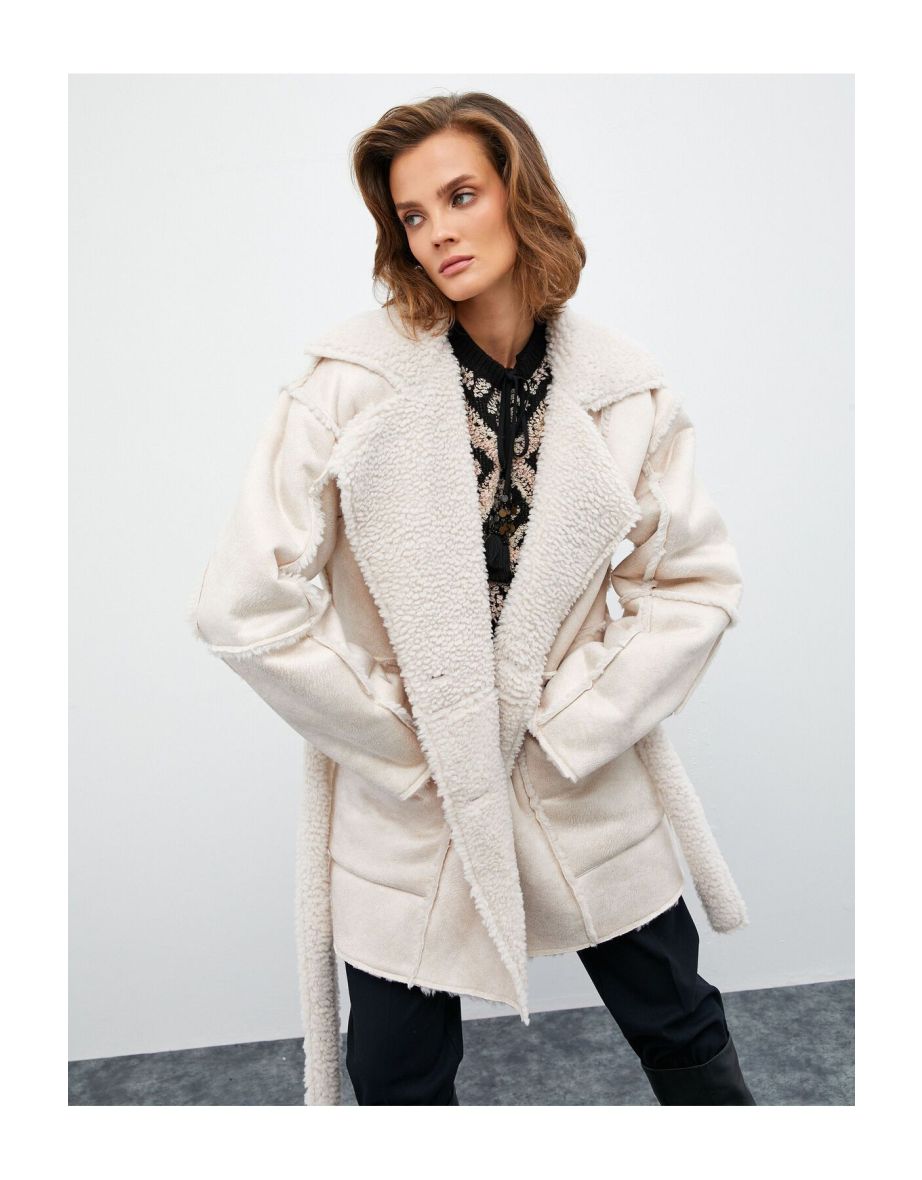 Melis Ağazat X Cotton - Suede Inner Faux Fur Coat