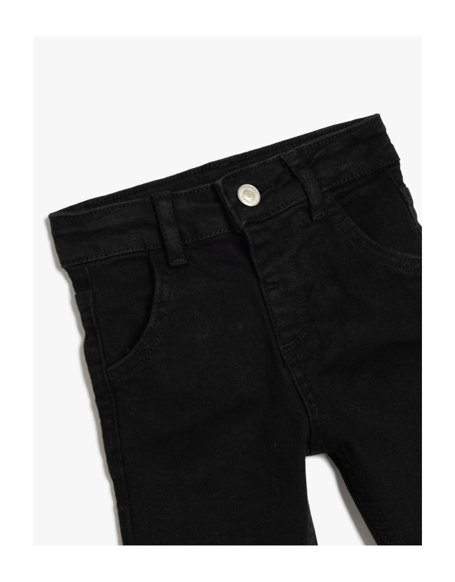 Carrot Cut Jeans with Pockets and Elastic Waist - 2