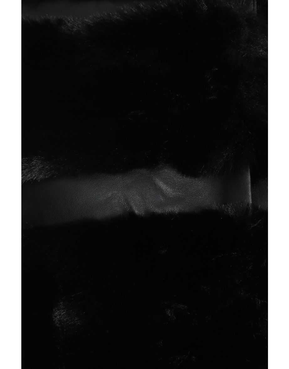 Black Faux Fur Hooded Gilet - 5