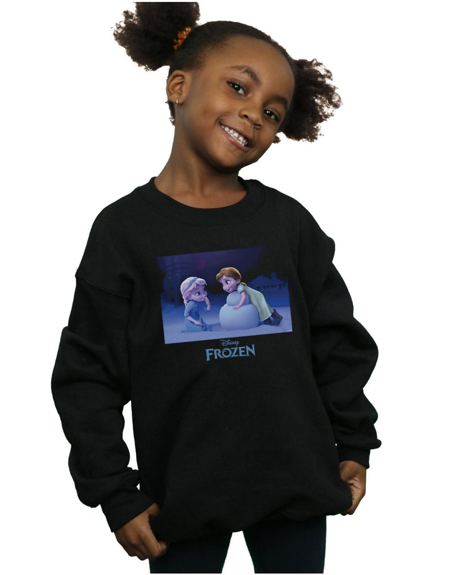 Disney Girls Frozen Build A Snowman Sweatshirt - Black