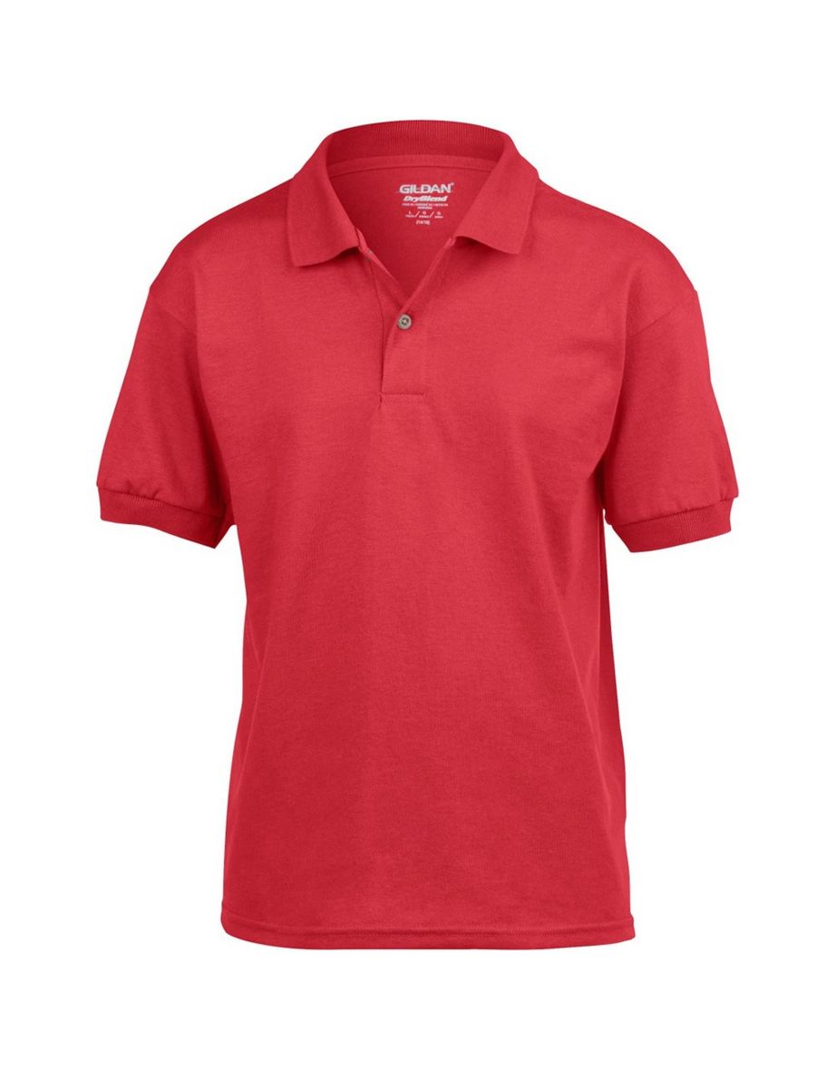 Gildan DryBlend Childrens Unisex Jersey Polo Shirt (Pack Of 2) - Red