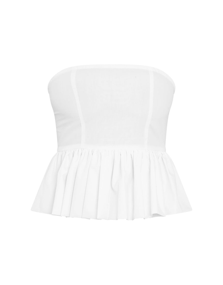 Eternal White Cotton Ruffle Bandeau Top - 4