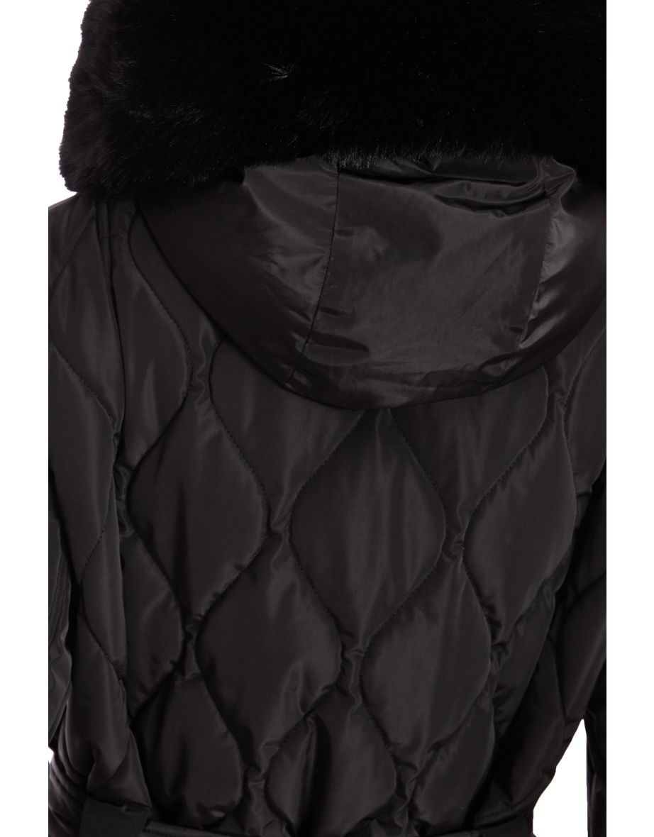Black Faux Fur Trim Jacket - 5