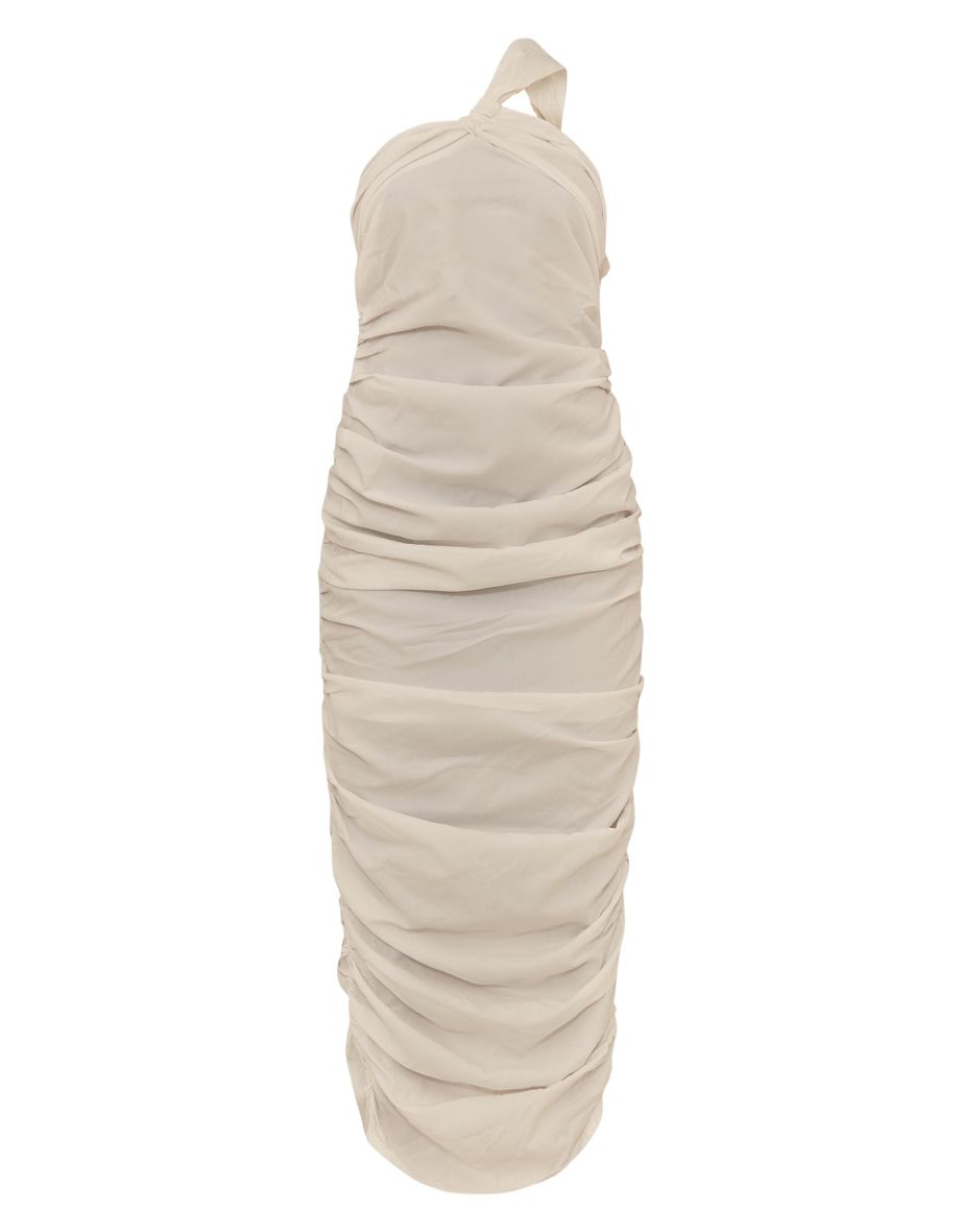 White Knot One Shoulder Ruched Midaxi Dress - 4