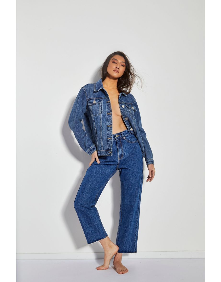 Cut off straight leg jeans sale