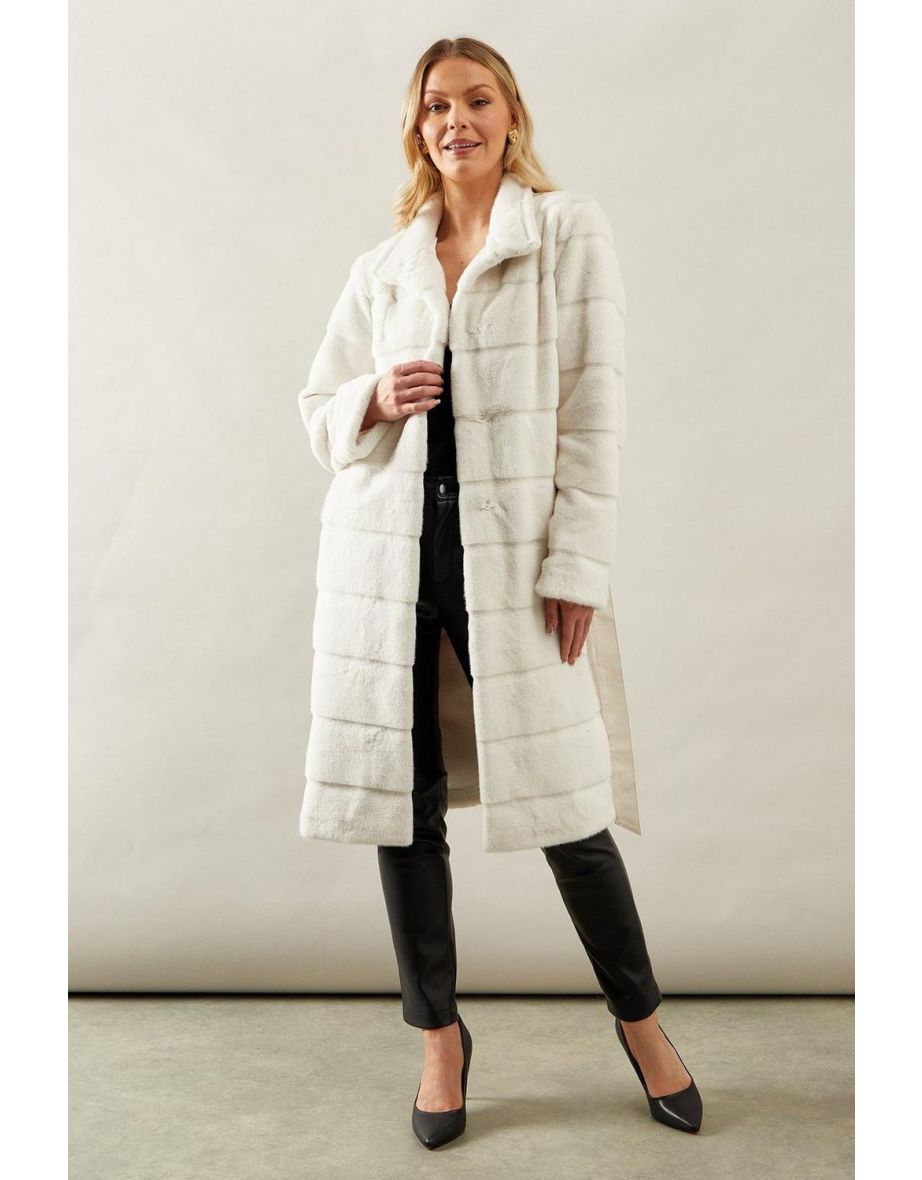 Faux Fur Funnel Neck Coat