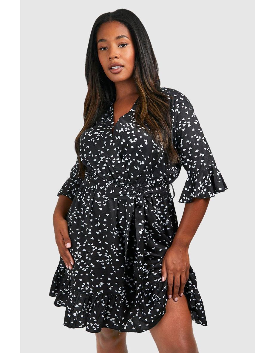 Oasis heart print wrap dress best sale