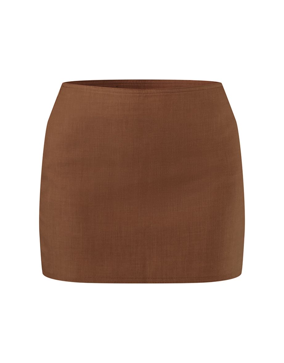 PLT Label Light Tobacco Tailored Micro Mini Skirt - 5