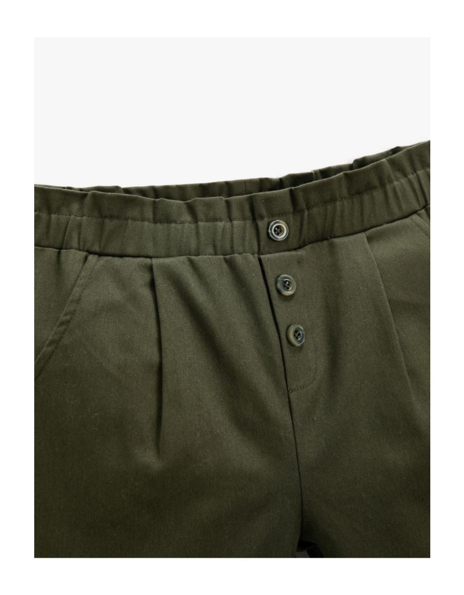 Fabric Carrot Trousers Button Detailed Pocket - 2