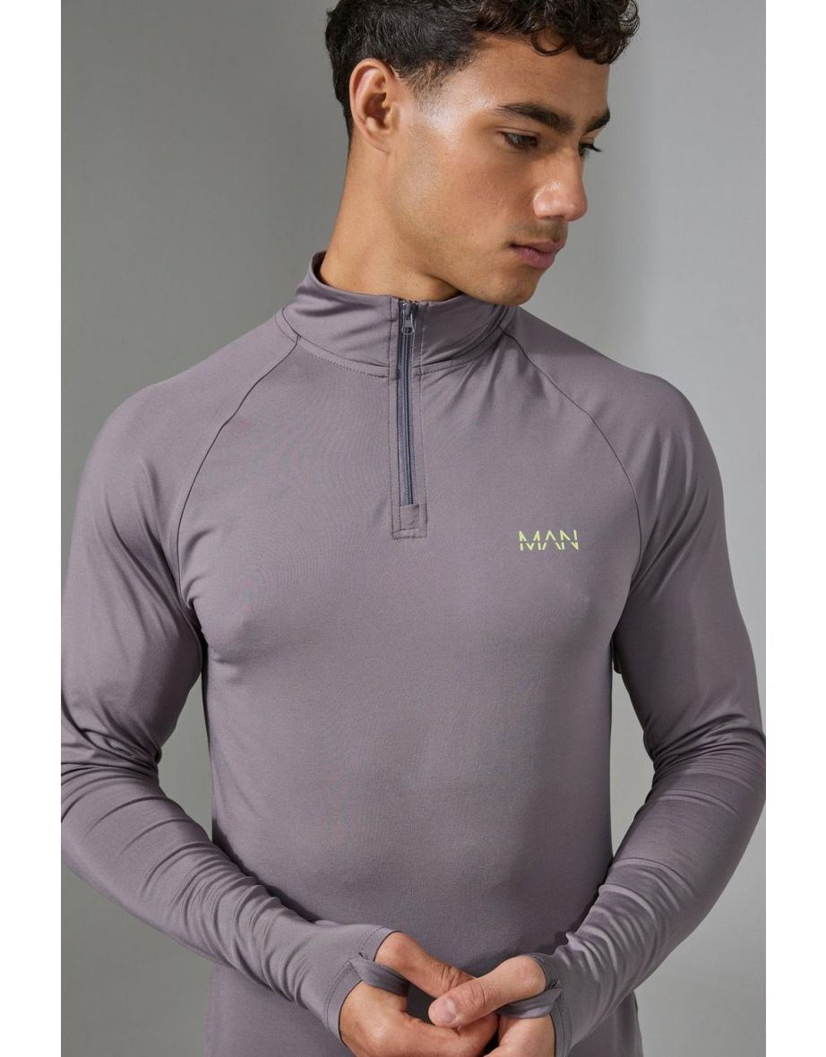 Man Active Muscle Fit 1/4 Zip Neon Logo - 2