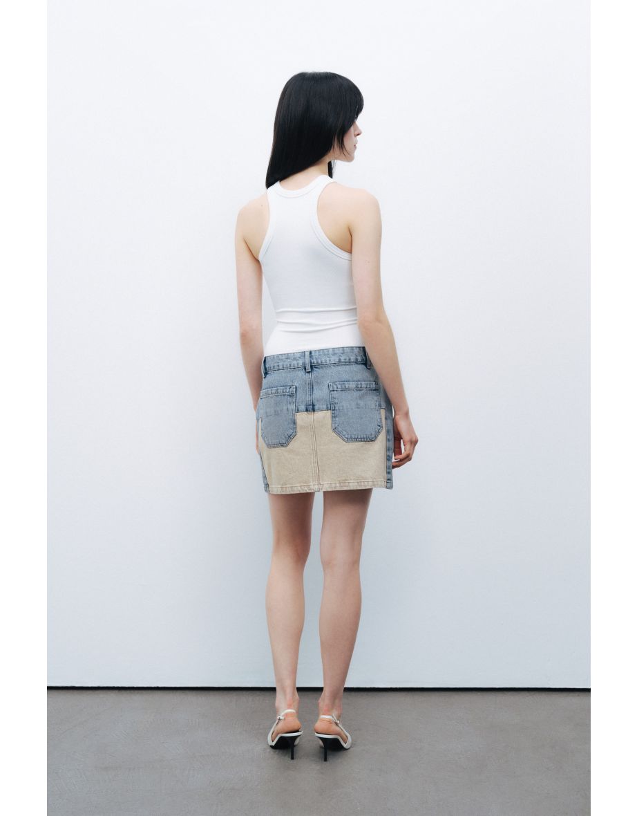 Washed Mini Denim Skirt - 6