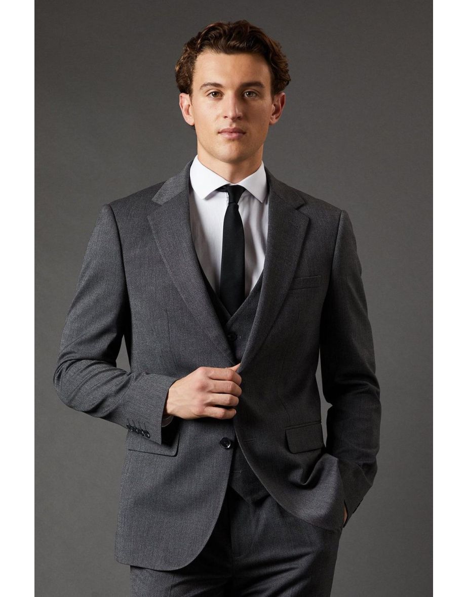 Mid Grey Slim Fit Essential Suit Jacket - 2