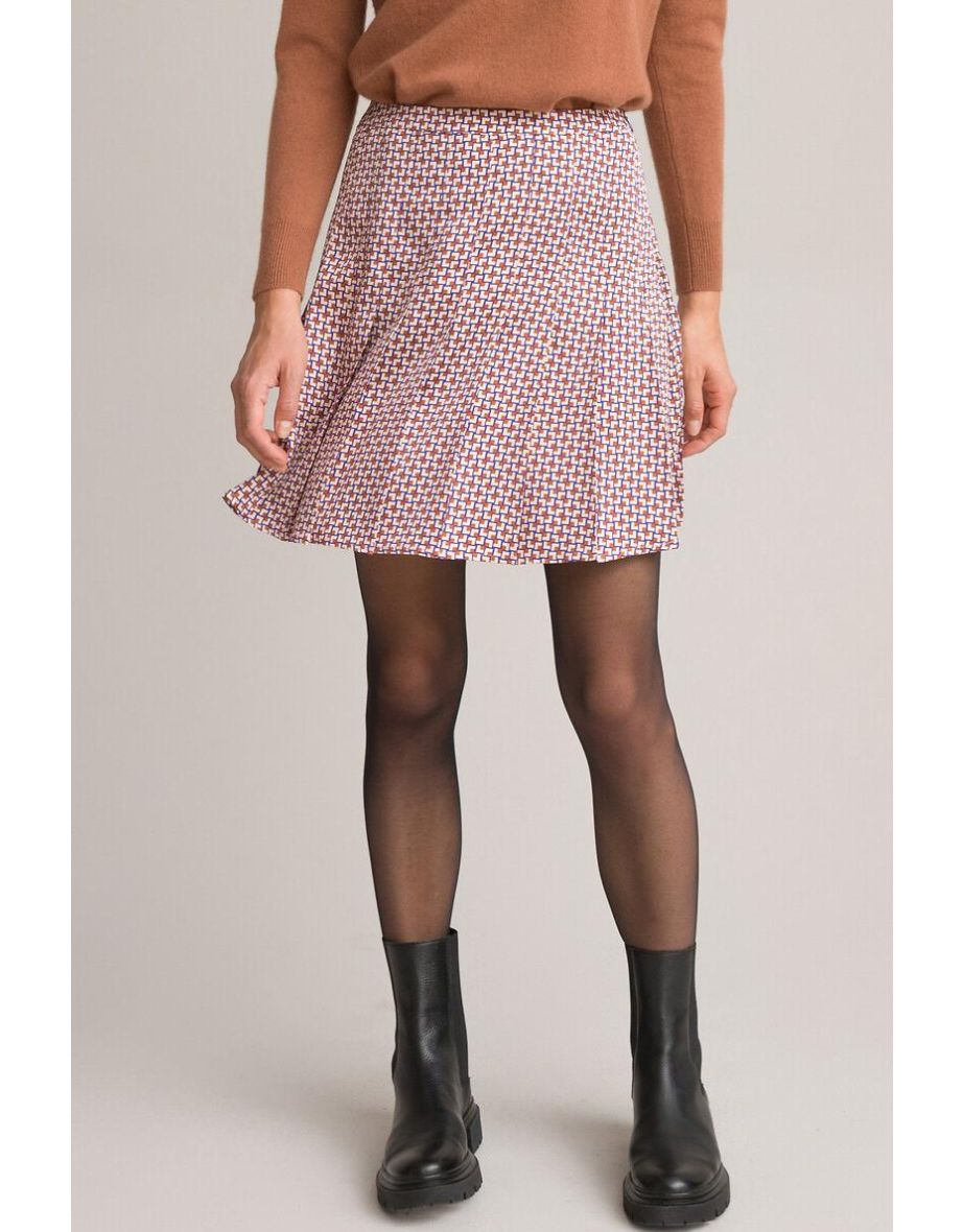 Recycled Pleated Mini Skirt in Graphic Print