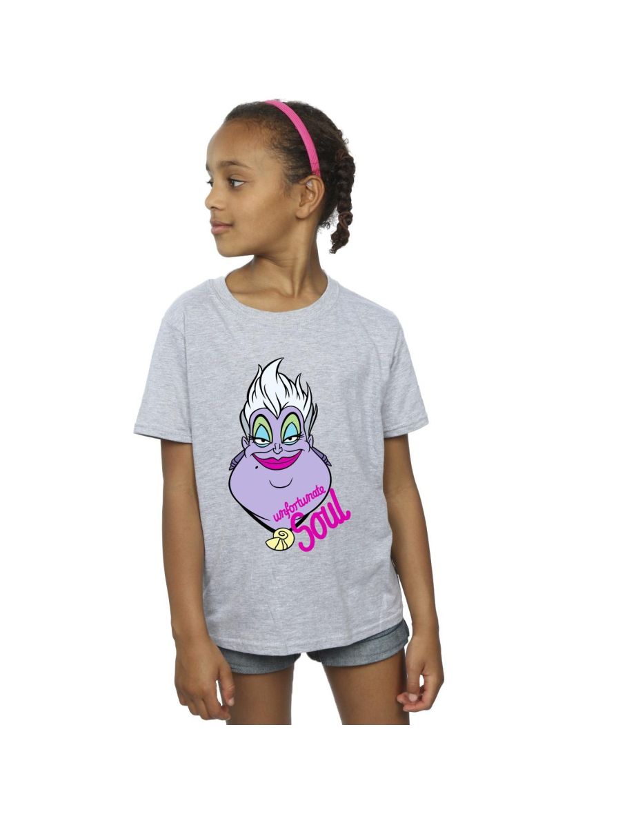 Disney Girls Villains Ursula Unfortunate Soul Cotton T-Shirt - Sports Grey