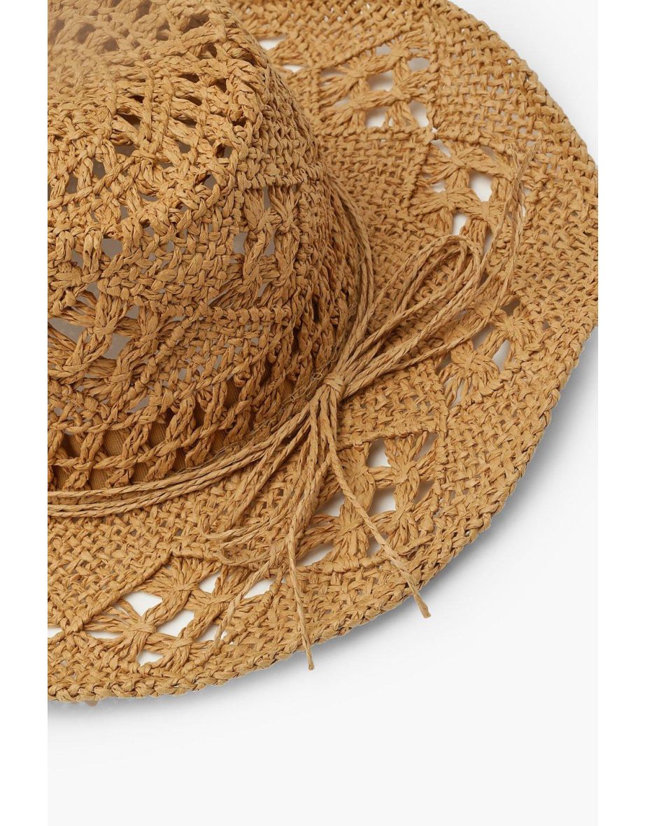 Straw Western Cowboy Hat - tan - 3
