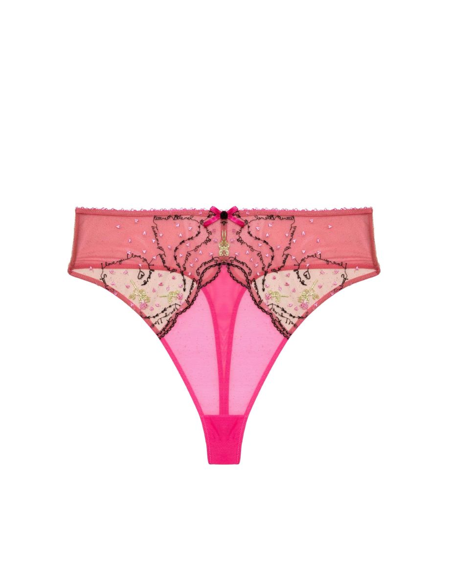 Spank Me Pink and Nude Custom Embroidery High waist Thong - 2