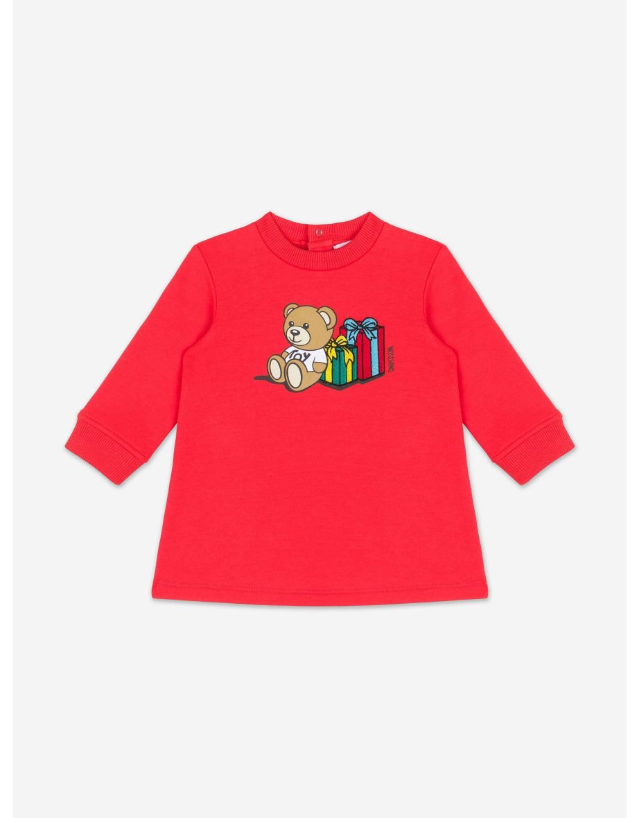 Moschino Baby Girls Bear Sweater Dress in Red