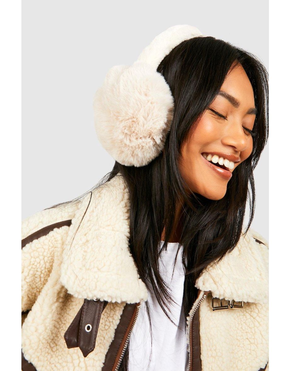 Faux Fur Soft Fluffy Ear Muffs - beige