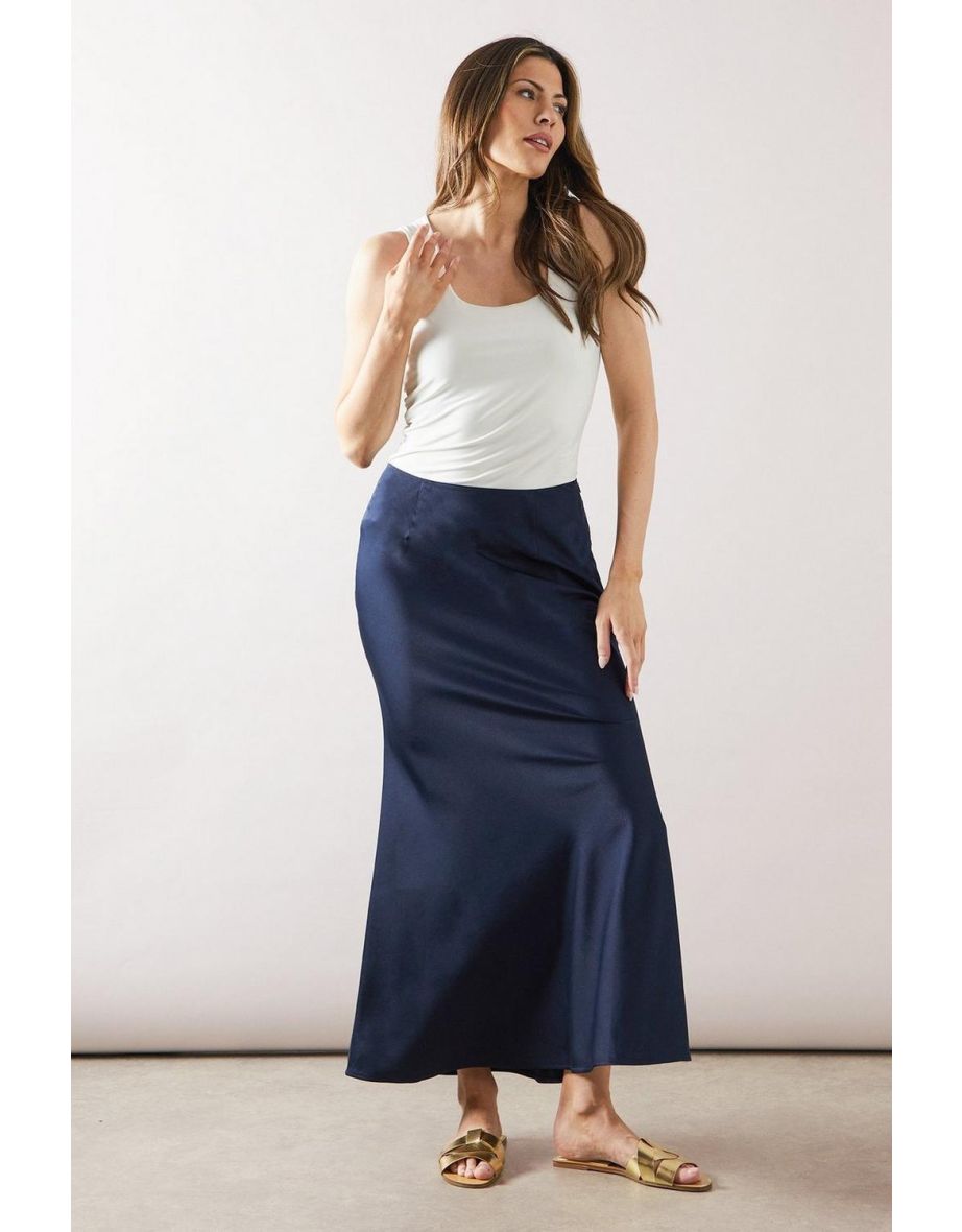 Satin Bias Cut Midi Skirt