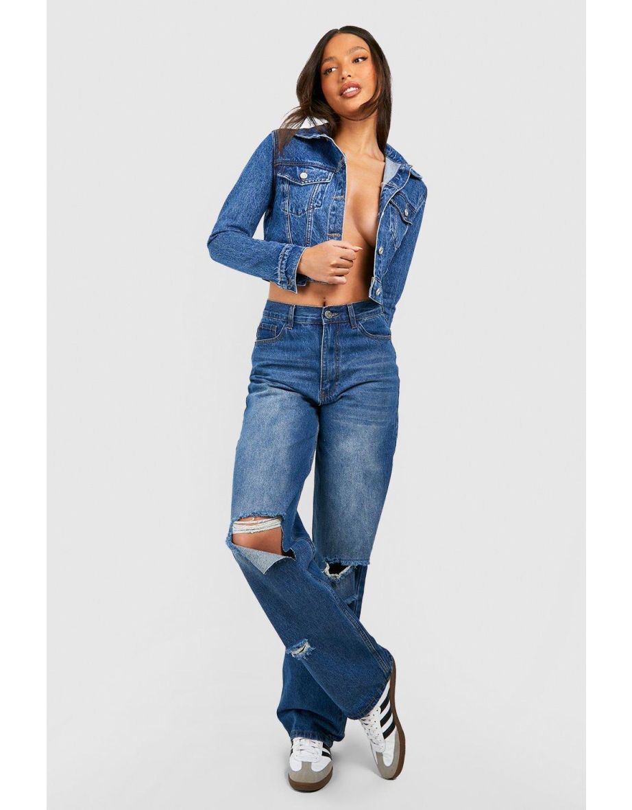 Tall Ripped Knee Mid Rise Baggy Boyfriend Jeans