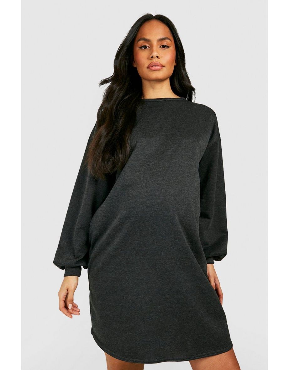 Maternity Oversized Sweater Dress - charcoal