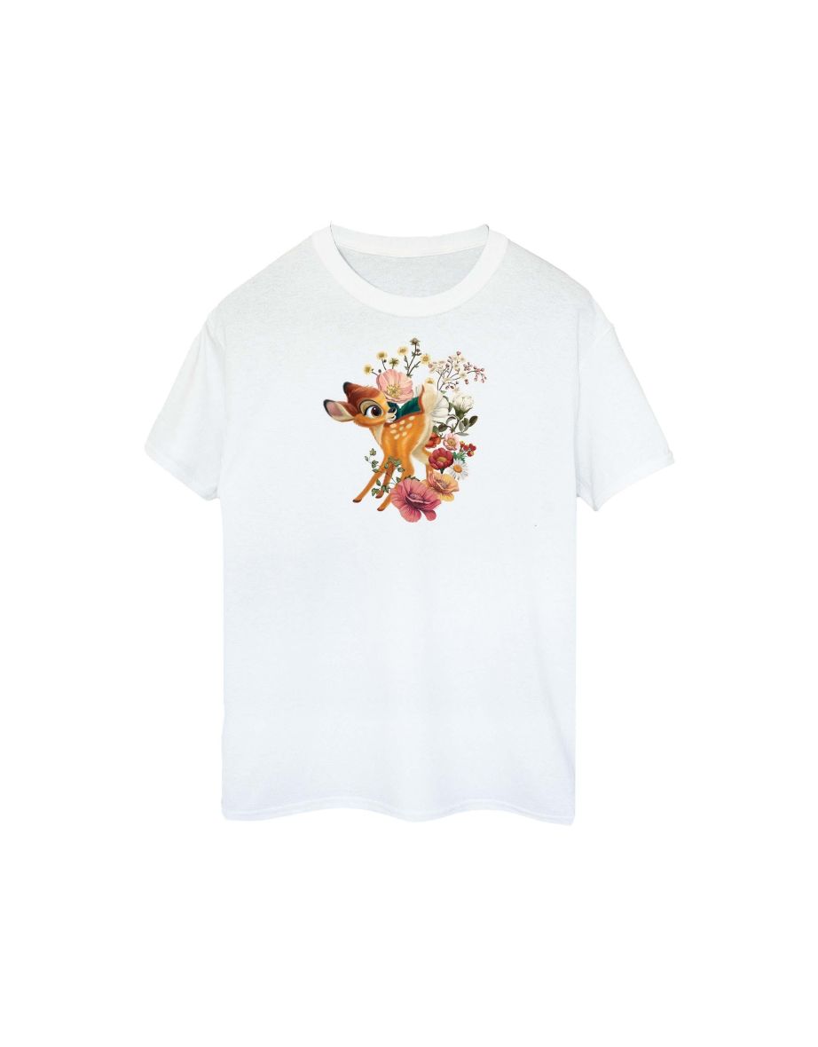 Disney Womens/Ladies Bambi Meadow Cotton Boyfriend T-Shirt - White