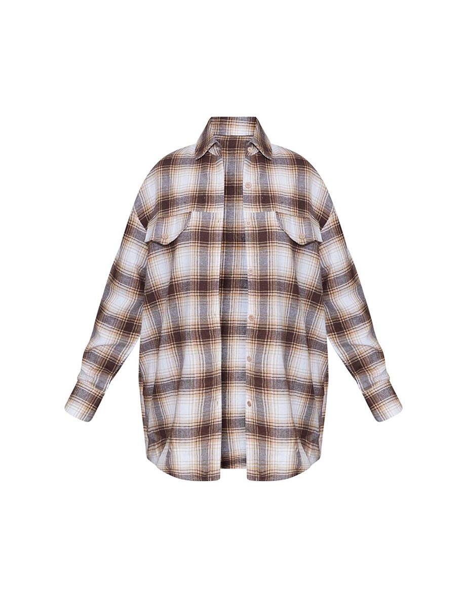 Petite Stone Checked Oversized Shirt - 4