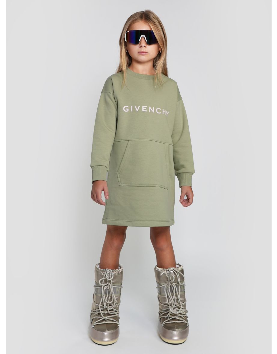 Givenchy Girls Logo Sweater Dress in Green