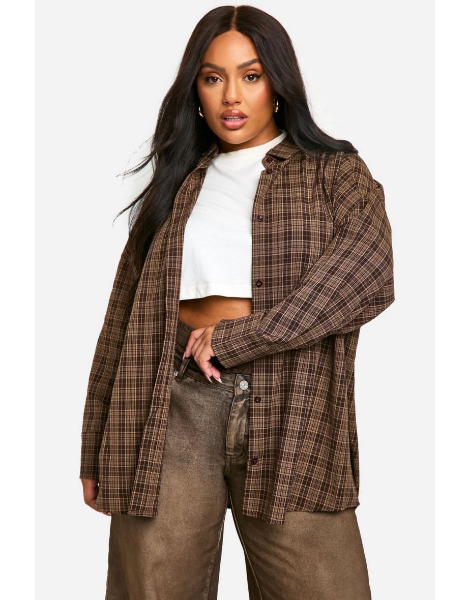 Plus Oversized Mixed Check Shirt