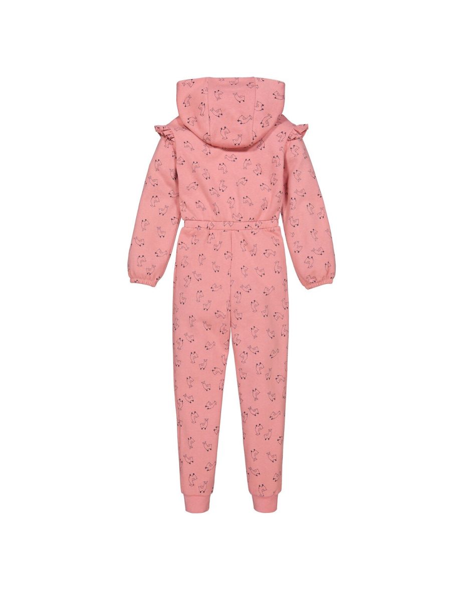Fleece Hooded Onesie in Cotton Mix with Ruffle Sleeves - 6