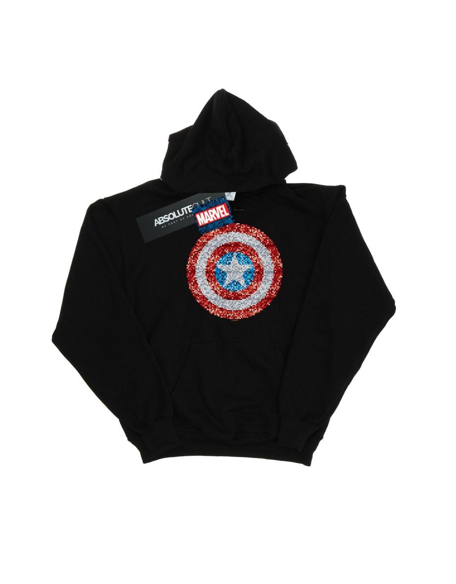 Marvel Womens/Ladies Captain America Pixelated Shield Hoodie - Black - 1